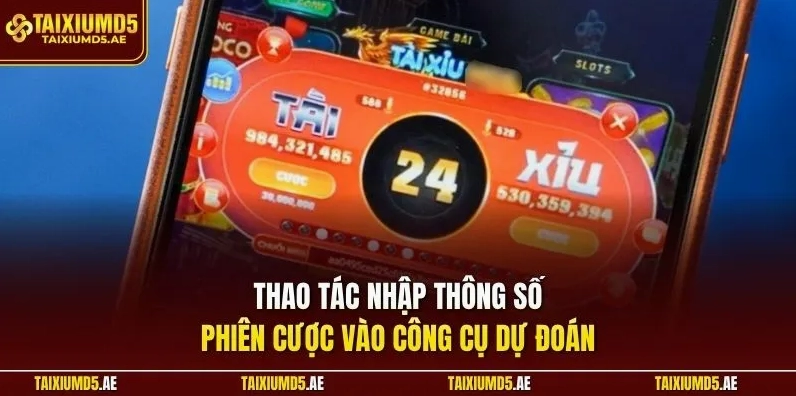 Thao tác nhập thông số phiên cược vào công cụ dự đoán