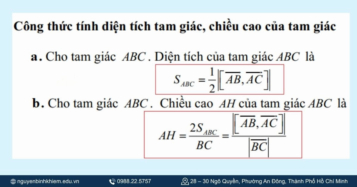 Tính diện tích tam giac trong hệ tọa độ Oxyz