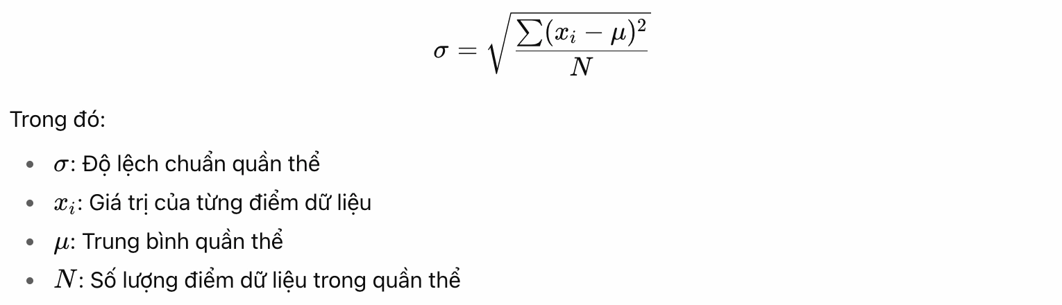 Tính Độ Lệch Chuẩn Quần Thể