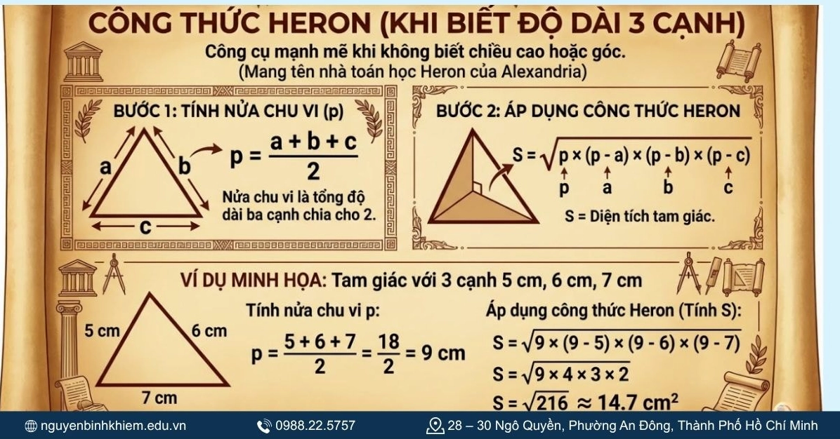 Tính khi biết 3 cạnh