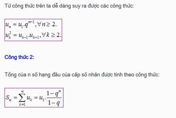 Tổng hợp các công thức cấp số cộng và cấp số nhân.