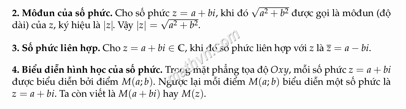 Tổng hợp CÔNG THỨC SỐ PHỨC lớp 12