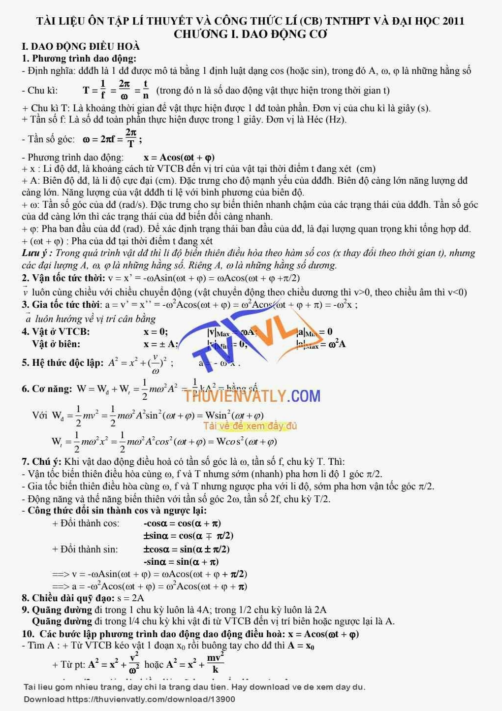 Tổng hợp công thức vật lý 12 [Chi tiết + Thi tốt nghiệp + Đại học]