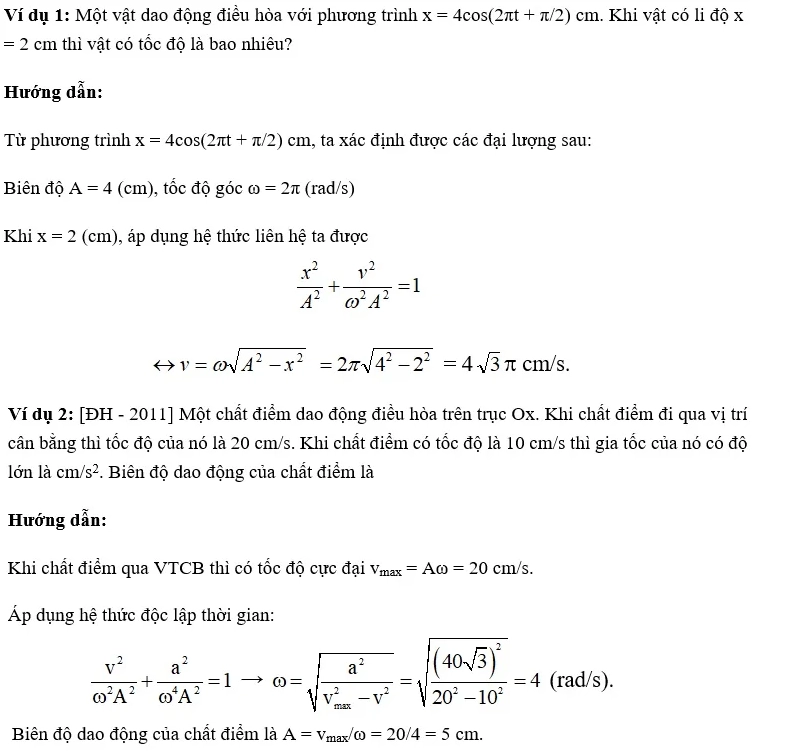 Tổng hợp công thức vật lý 12