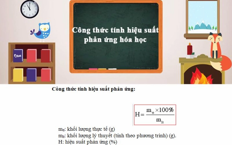 Cách tính hiệu suất phản ứng hóa học
