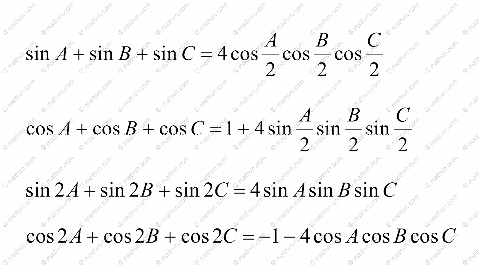 Công thức sin cos trong tam giác nâng cao