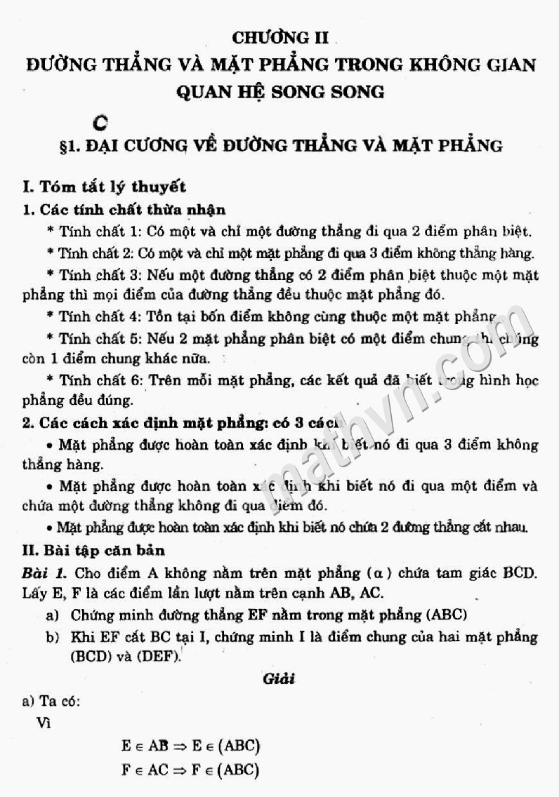 Giải bài tập đại cương về đường thẳng và mặt phẳng hình 11