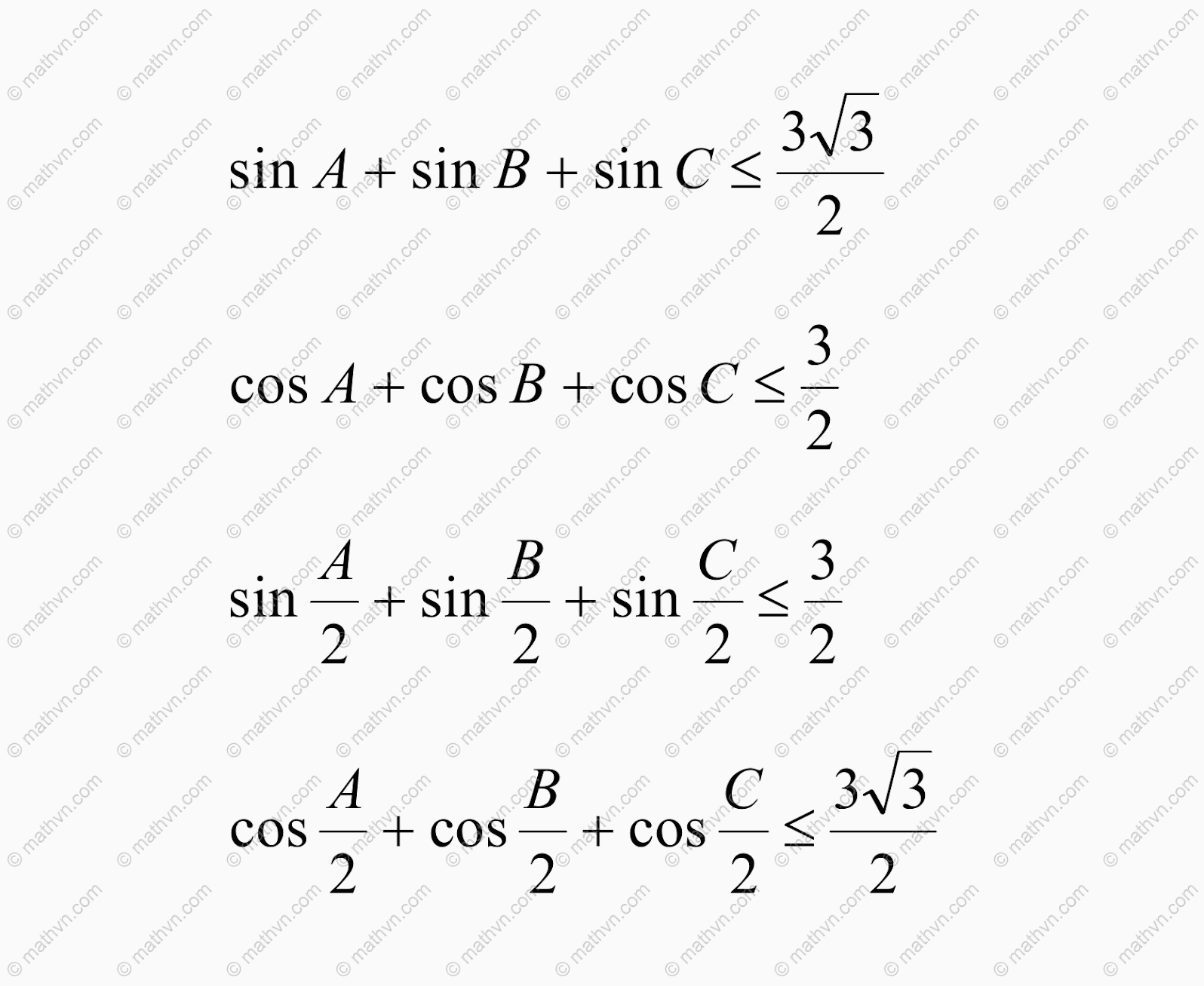 Minh họa bất đẳng thức lượng giác tam giác