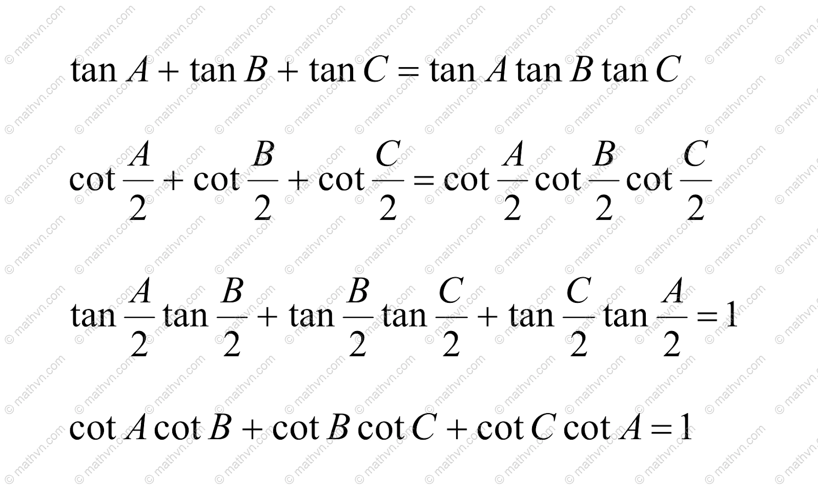 Minh họa công thức lượng giác tam giác