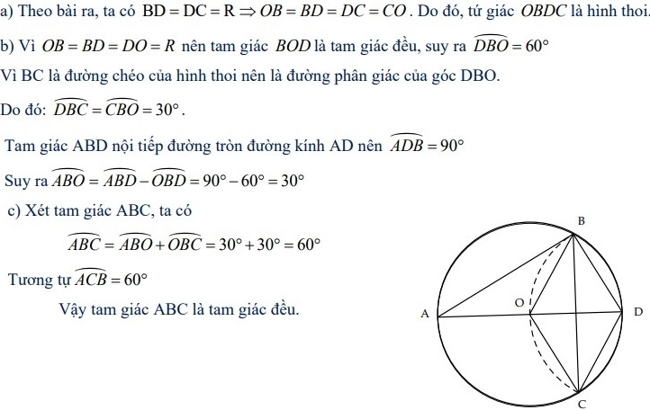 Minh họa mối quan hệ giữa đường kính và bán kính