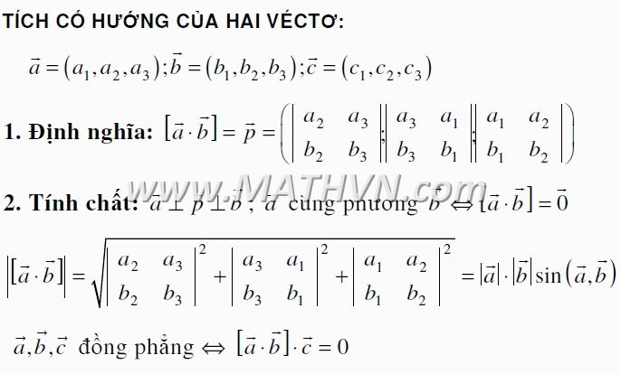 Tích có hướng và tính chất minh họa cơ bản