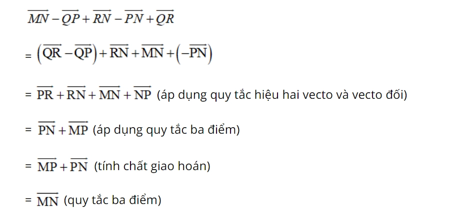 Ví dụ về phép trừ - tổng hiệu của hai vectơ