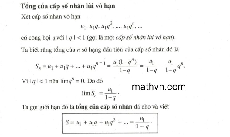 Giải mã công thức cấp số nhân lùi vô hạn là gì?