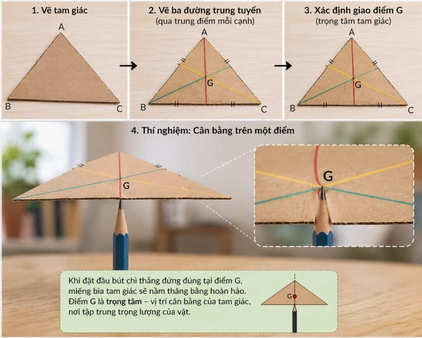 Ý nghĩa cân bằng của trọng tâm tam giác